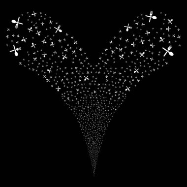 Çatal ve kaşık çift havai fişek akışı