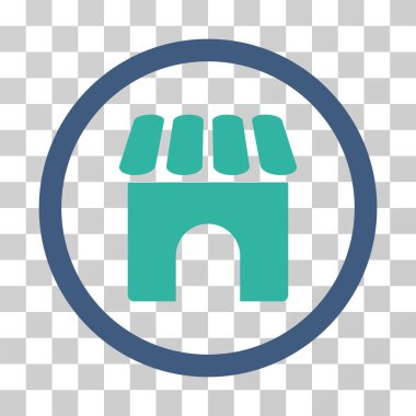 Dükkanı bina yuvarlak vektör simgesi