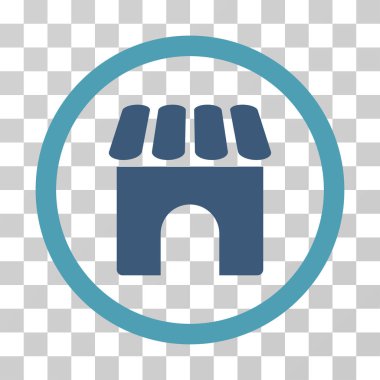 Dükkanı bina yuvarlak vektör simgesi