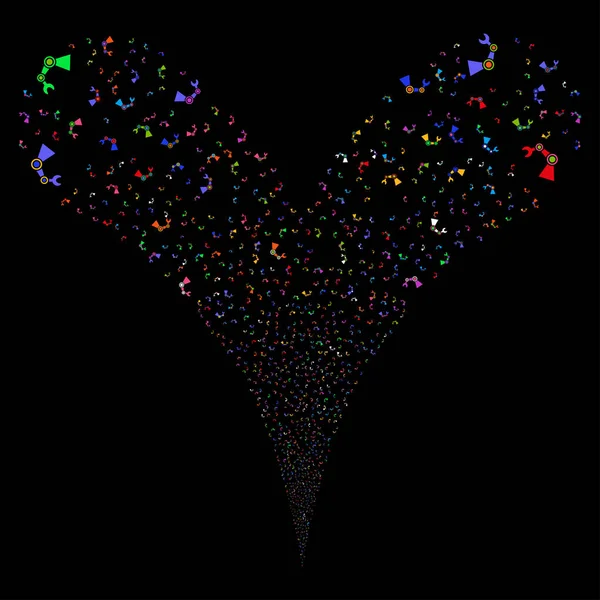 Industrieroboter mit doppeltem Feuerwerk — Stockvektor
