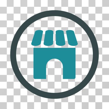 Dükkanı bina yuvarlak vektör simgesi