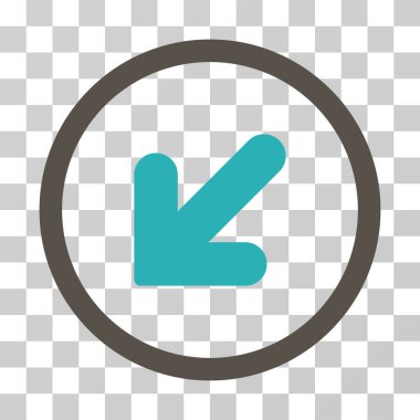 Ok aşağı sola vektör simge yuvarlak