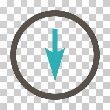 Aşağı ok yuvarlak vektör simgesi keskin