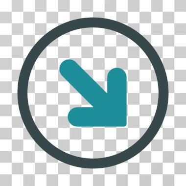 Sağ aşağı ok vektör simge yuvarlak