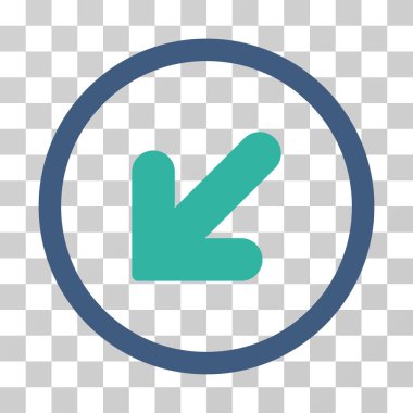 Ok aşağı sola vektör simge yuvarlak