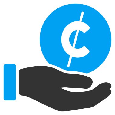 Cent ödeme el düz vektör simgesi