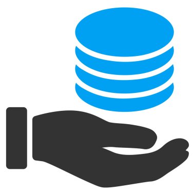 Paralar bağış el düz vektör simgesi