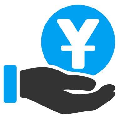Yuan ödeme el düz vektör simgesi sikke