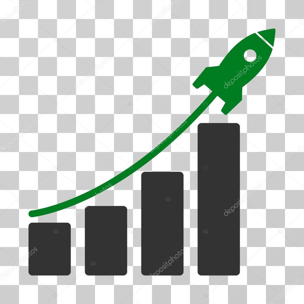 Startup Rocket Bar Chart Vector Icon