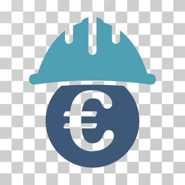 Euro sob o ícone do vetor do capacete de segurança — Vetor de Stock