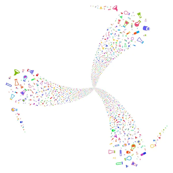 Chemie buizen Fireworks Swirl rotatie — Stockvector