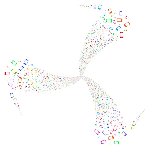 Rotazione vortice fuochi d'artificio smartphone — Vettoriale Stock
