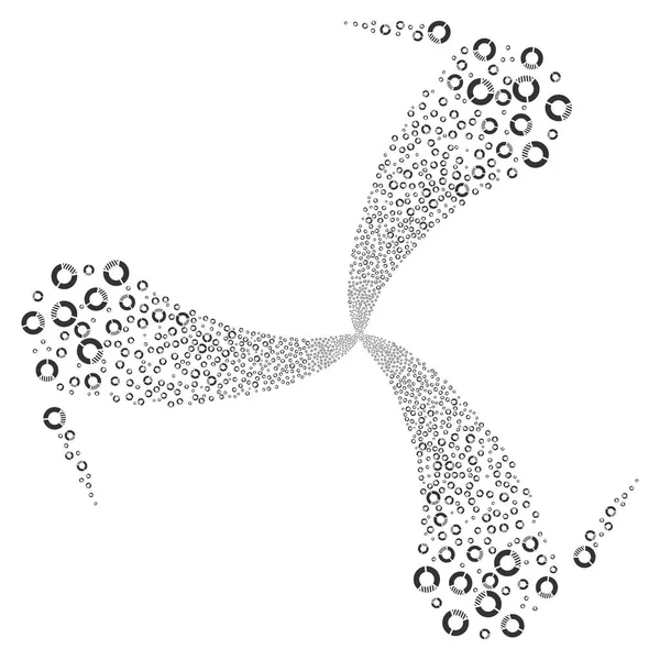 Pie Chart Fireworks Swirl Rotation — Stock Vector