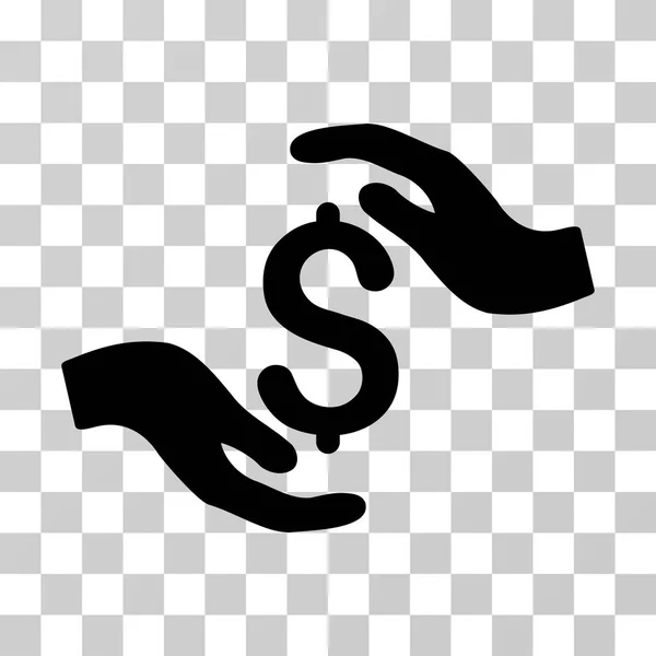 Icona vettoriale delle mani di cura del dollaro — Vettoriale Stock