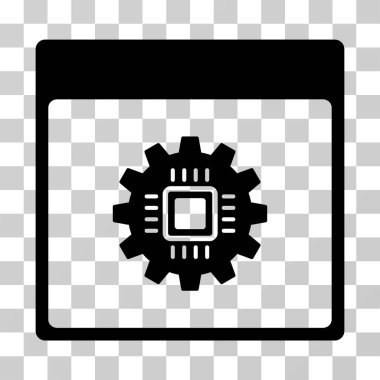 Çip dişli takvim sayfası vektör simgesi