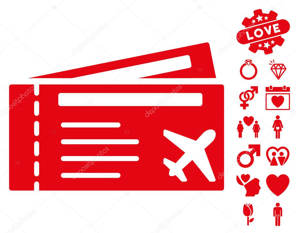 Airtickets Icon with Valentine Bonus