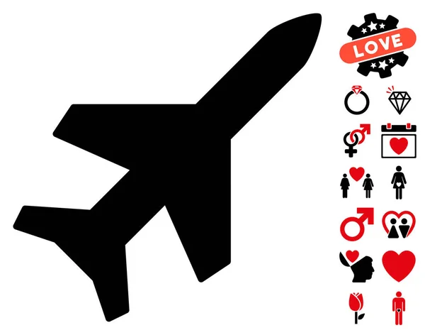 Aeroplane Icon with Dating Bonus — Stock Vector