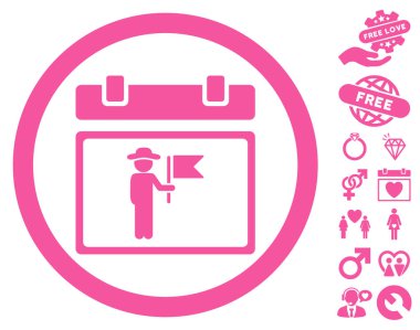 Ulusal tatil günü Sevgililer Bonus simgesiyle yuvarlak