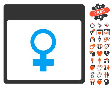 Venüs kadın sembol takvim sayfası simgesini Sevgililer Bonus ile