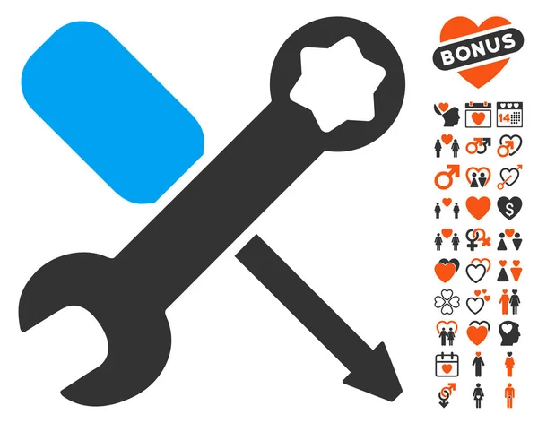 Icono de herramientas con bono de San Valentín — Vector de stock