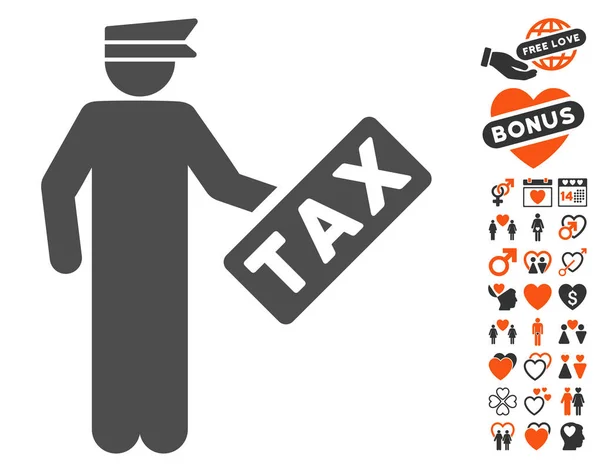 Icono oficial de impuestos con bono de amor — Vector de stock