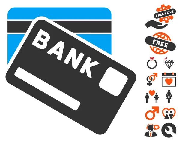 Icona di carte bancarie con bonus d'amore — Vettoriale Stock