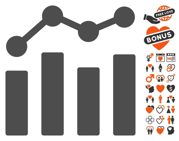 Diagram ikonen med Dating Bonus — Stock vektor