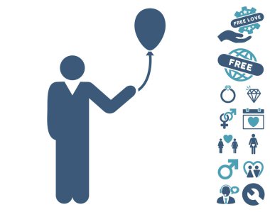 Sevgililer Bonus ile tatil balon simgesi olan adam