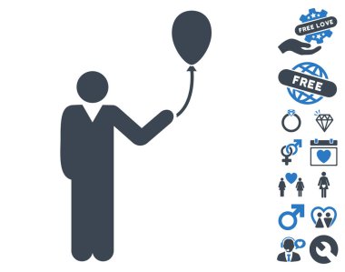 Sevgililer Bonus ile tatil balon simgesi olan adam