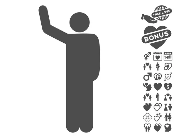 Икона Hello Pose с Валентином Бонусом — стоковый вектор