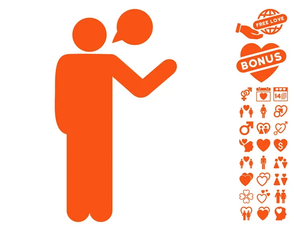 Parler de l'icône de l'homme avec Lovely Bonus — Image vectorielle