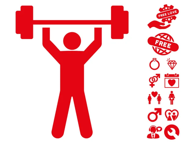 Power Lifting Icon with Lovely Bonus — Stock Vector