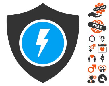 Sevgililer Bonus ile elektrik koruma simgesi