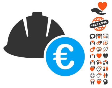 Mühendislik kask ve güzel Bonus ile Euro simgesi