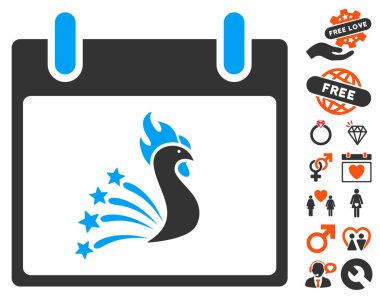 Sevgililer Bonus ile şenlikli horoz takvim gün simgesi