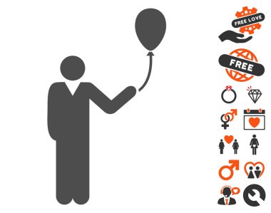 Sevgililer Bonus ile tatil balon simgesi olan adam