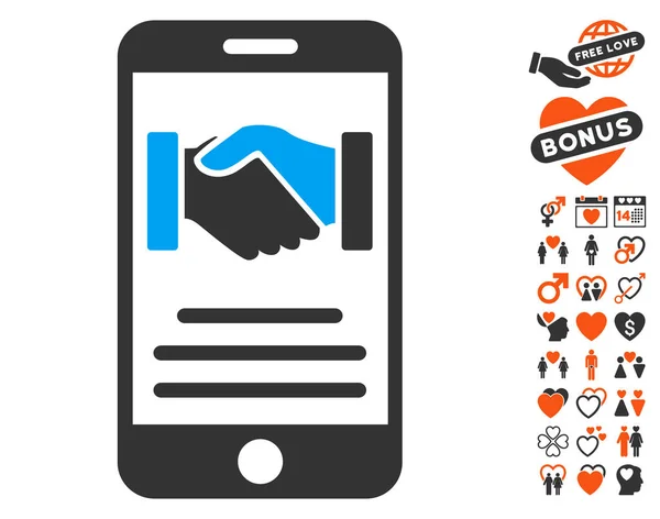Ikona uzgadniania mobilnych umowy z randki Bonus — Wektor stockowy