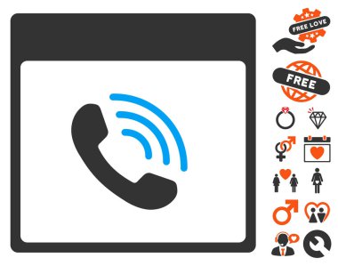 Telefon görüşmesi takvim sayfası simgesini Sevgililer Bonus ile