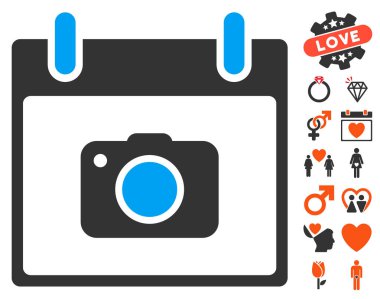 Fotoğraf kamera takvim gün simgesi aşk Bonus ile