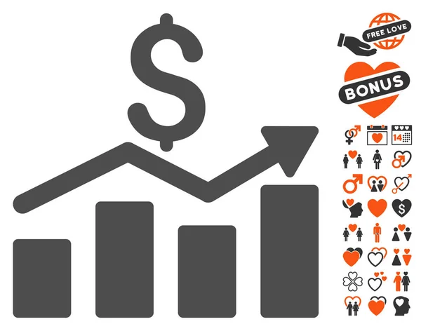 Ikona sprzedaży wykres z miłości Bonus — Wektor stockowy