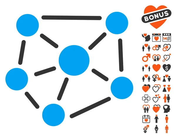 Socialt diagram ikonen med kärlek Bonus — Stock vektor