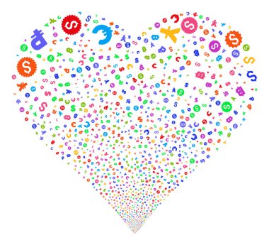 Para birimi simgeleri havai fişek kalp