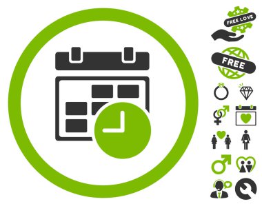 Tarih ve saat simgesi ile aşk Bonus yuvarlak