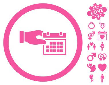 Takvim özellikleri yuvarlak simge Sevgililer Bonus ile