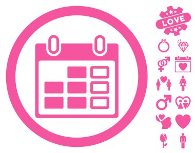 Takvim hafta Sevgililer Bonus yuvarlak simgesiyle