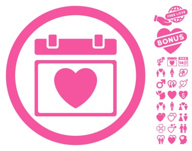 Güzel takvim tarihi simgesi Bonus Dating ile yuvarlak