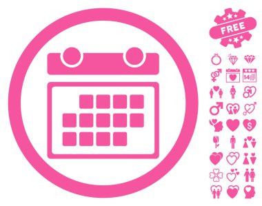 Ay takvimi yuvarlak simge Sevgililer Bonus ile