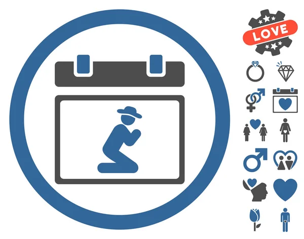 Date de prière Icône arrondie avec Lovely Bonus — Image vectorielle