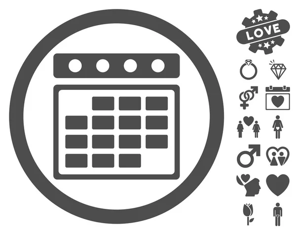 Ημερολόγιο μήνα στρογγυλευμένη εικόνα με χρονολόγηση μπόνους — Διανυσματικό Αρχείο