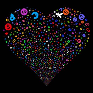 Para birimi simgeleri havai fişek kalp